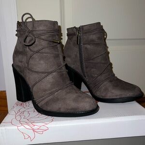 Brand New Elegant Charcoal Heeled Boots